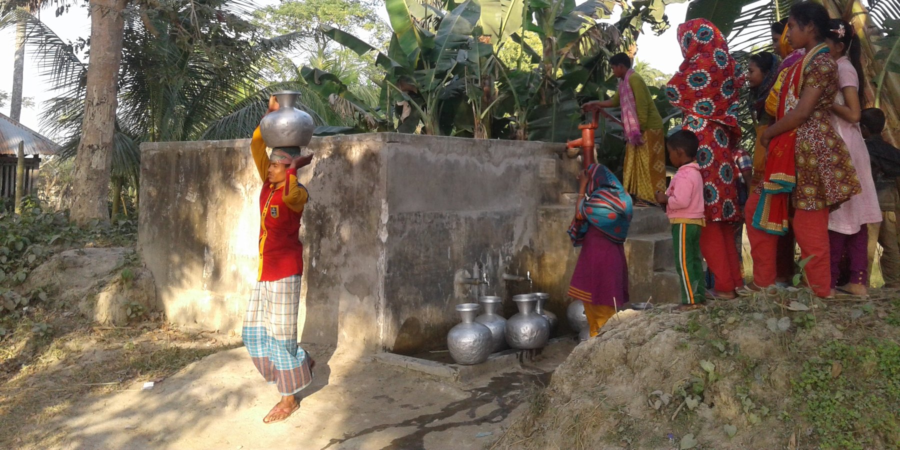 Villagers collecting drinking water from PSF Technology