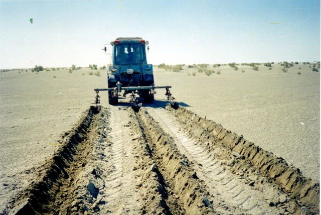 The approach of groove fastening sandy loam and sandy soils of the Aral sea's drained bottom